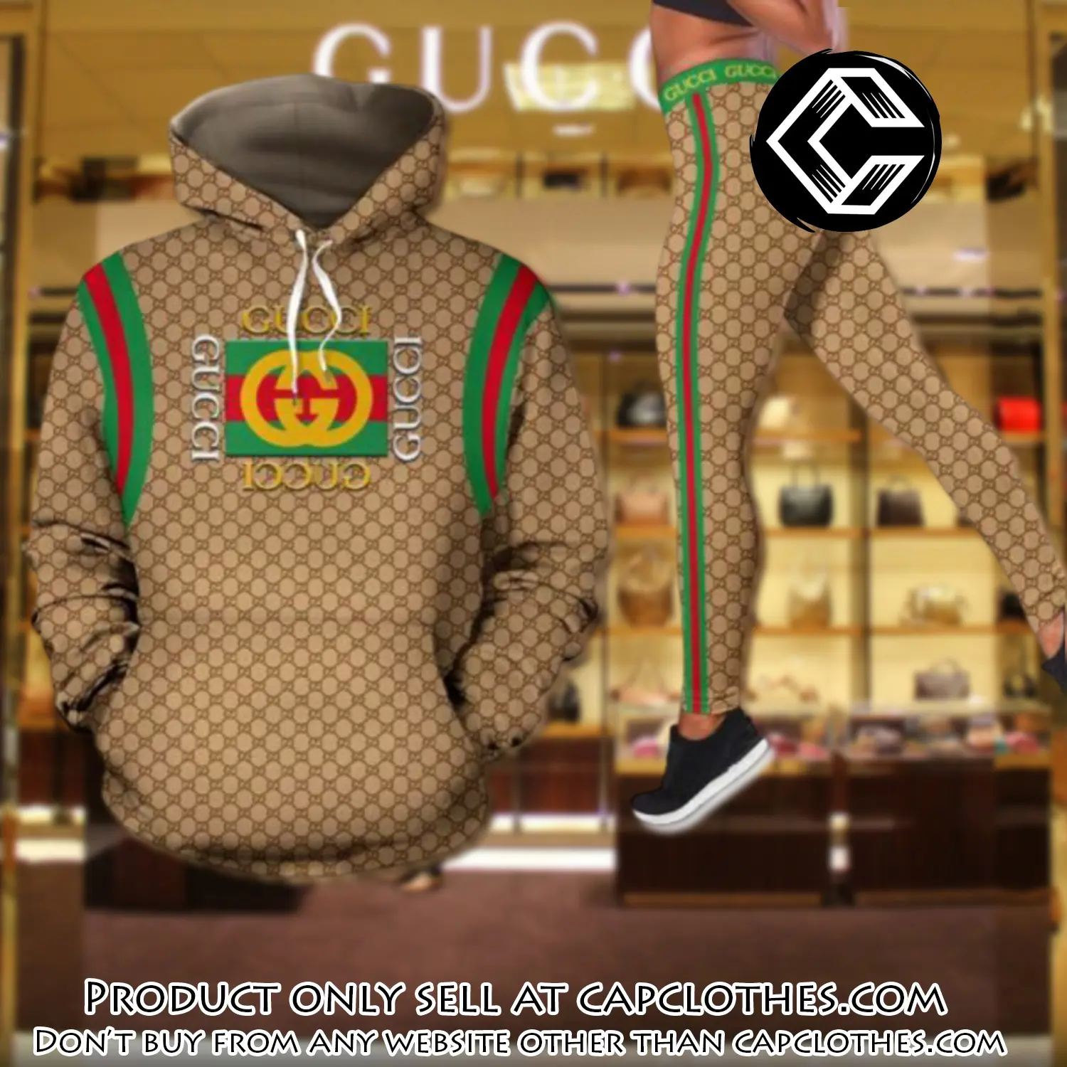 Gucci stripe hoodie legging set luxury for women cc5134398